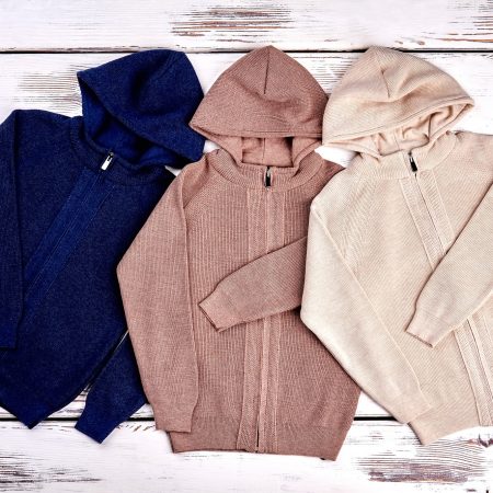 Collection of new knitted hooded sweaters